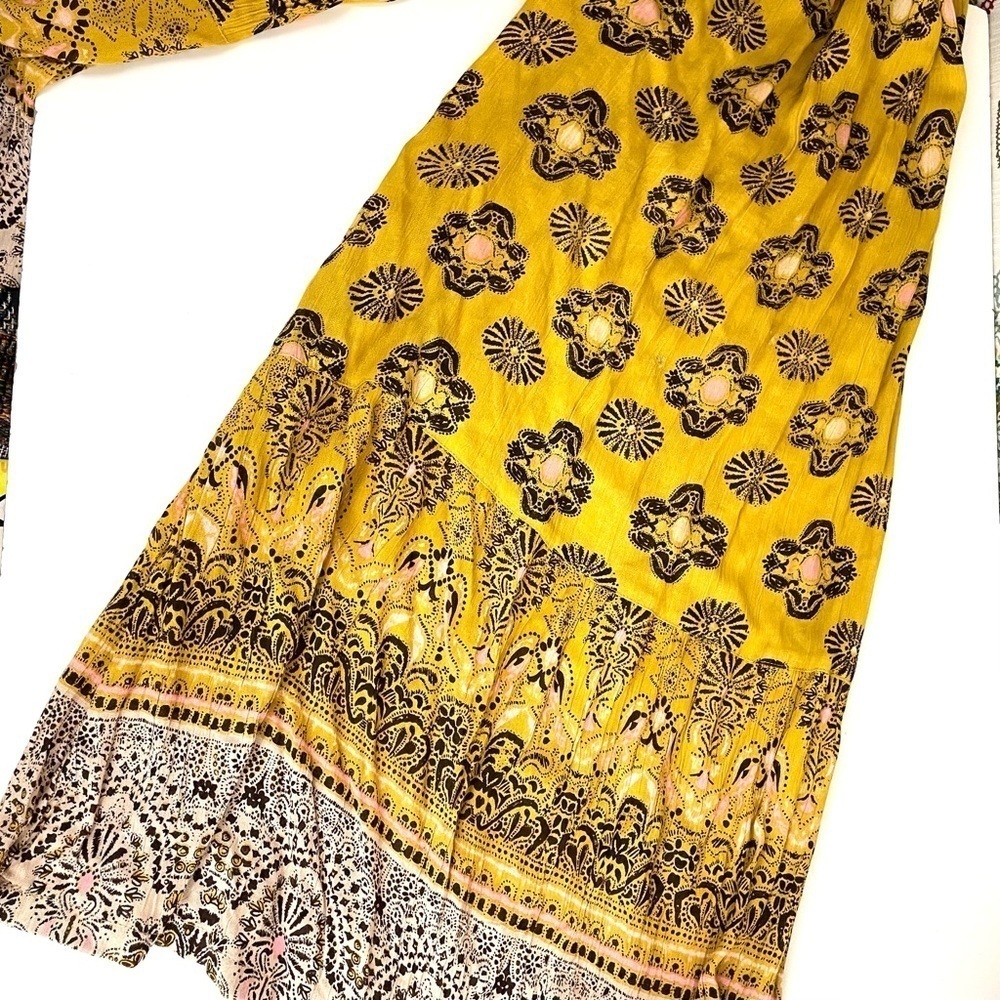 Free People Mariabelle Yellow Mustard Jumpsuit Boho Moroccan XS - Picture 13 of 15